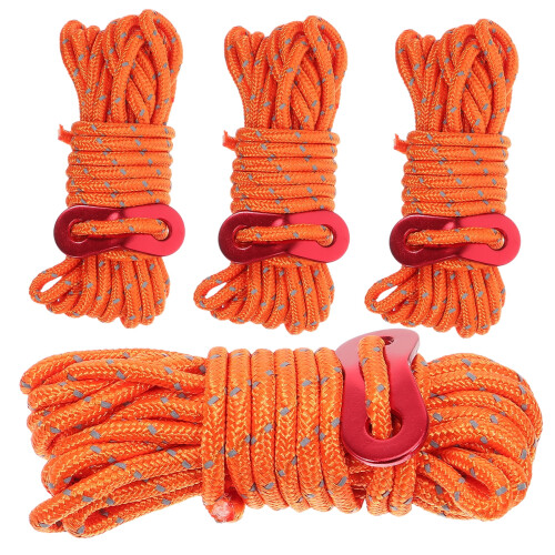 4 Sets Tent Fixing Ropes Pole Elastic Cord Replacement Outdoor Orange 1