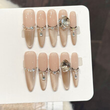 (XS) 10PCS Glam Rhinestone Cat Eye Fake Nails