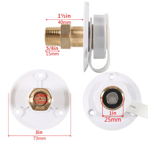White Water Fill Inlet Flange Brass with Check Valve 2