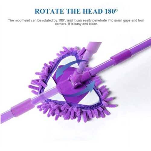 Ghopy Telescopic Mini Microfiber Mop, 180 Rotatable, Adjustable Triangle Dust Mop, Extendable Handle for Home, Kitchen, Bathroom, Floor, Wall, 2