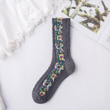 (Gray) Women\'s Ethnic Jacquard Crew Socks