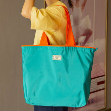 (Lake Blue, L) Eco-Friendly Foldable Shopping Bag - Waterproof & Portable