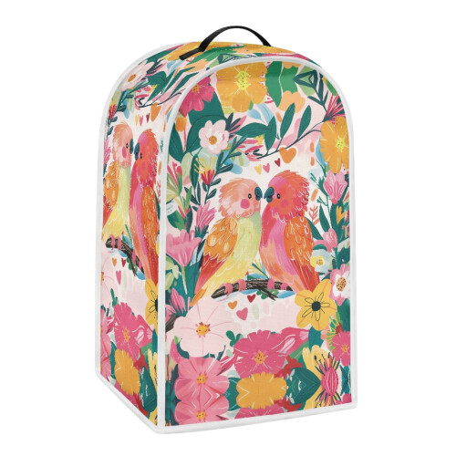 Hand Strap Coffee Machine Dust Cover Handle Polyester for Kitchen Use, Love Birds Garden 1