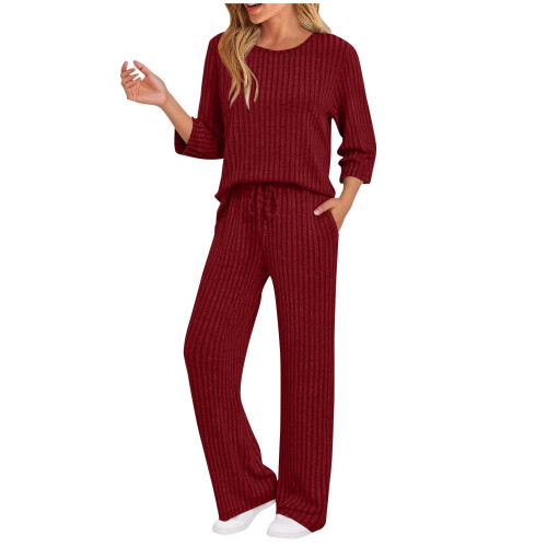 Γυναικεία Πιτζάμες σετ lounge 2Piece, ασορτί ρούχα, 2025 3/4 με μανίκια, φθινοπωρινά ρούχα, 1