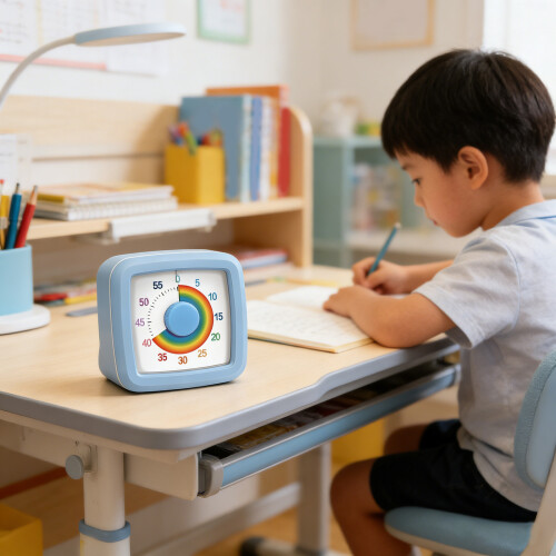 Plastic Learning Timer With Rainbow Disk Display-White 2