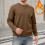 Pull-over homme uni, doublé, col rond, manches longues, chaud, décontracté, coupe ample. 2