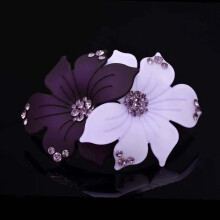 (Frosted elegant purple) Crystal Flower Hair Clip for Wedding & Party