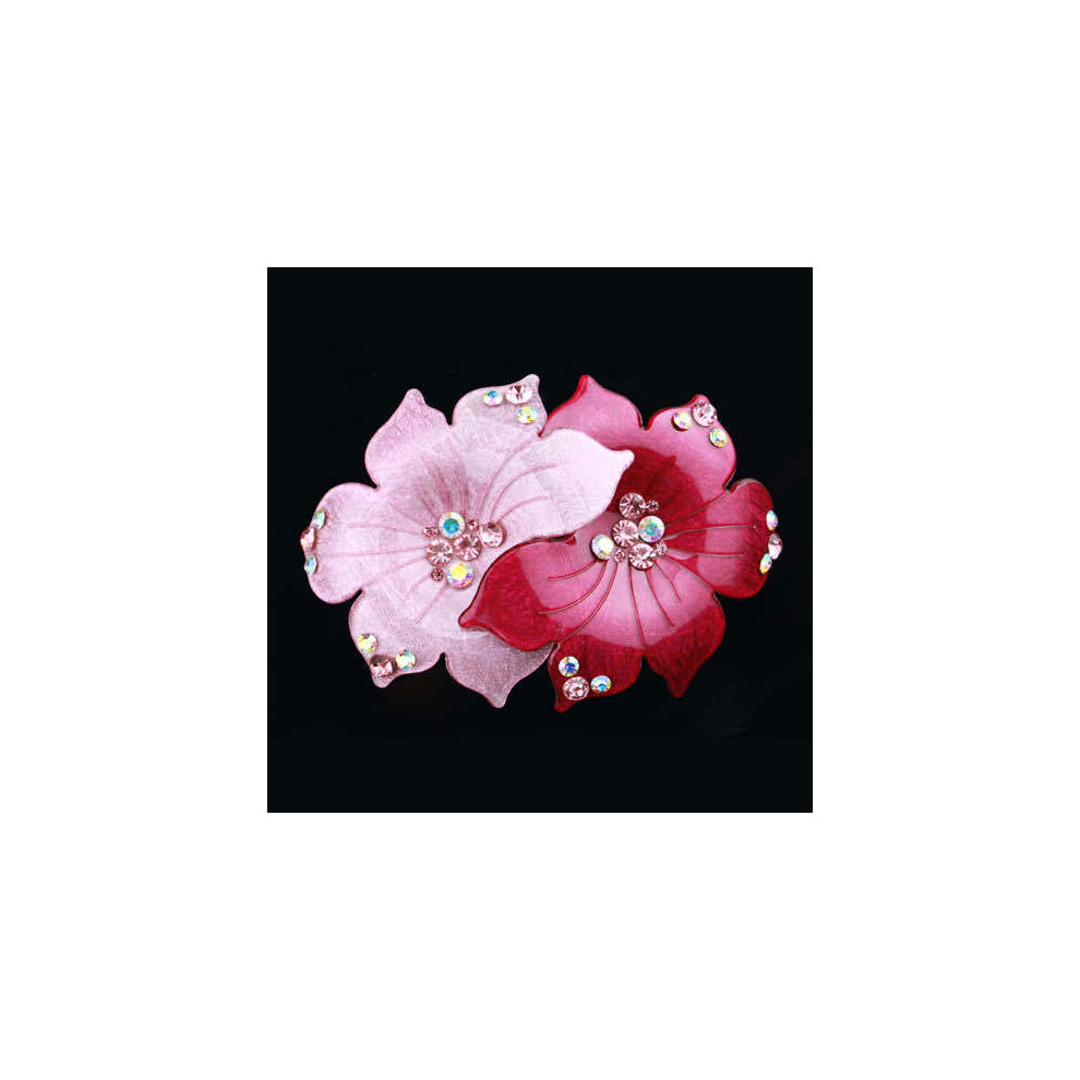 Creation-3C (Beautiful Rose Red) Crystal Flower Hair Clip For Wedding & Party