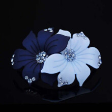 (Frosted elegant blue) Crystal Flower Hair Clip for Wedding & Party