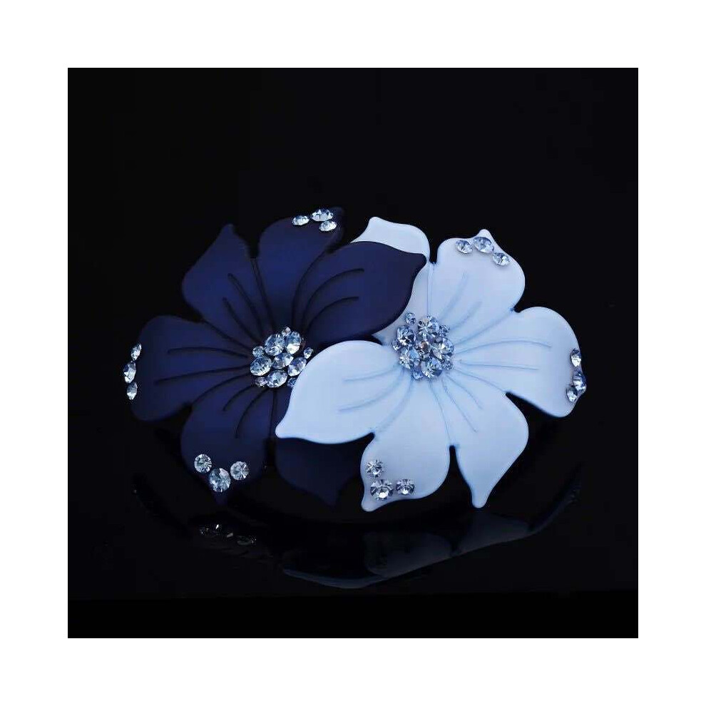 Creation-3C (Frosted Elegant Blue) Crystal Flower Hair Clip For Wedding & Party
