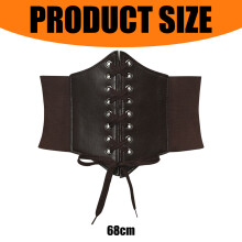 Cinturón corsé para mujer, corsé ancho de cuero sintético estilo retro con cordones, cinturón de cintura ajustable con cierre de botón a