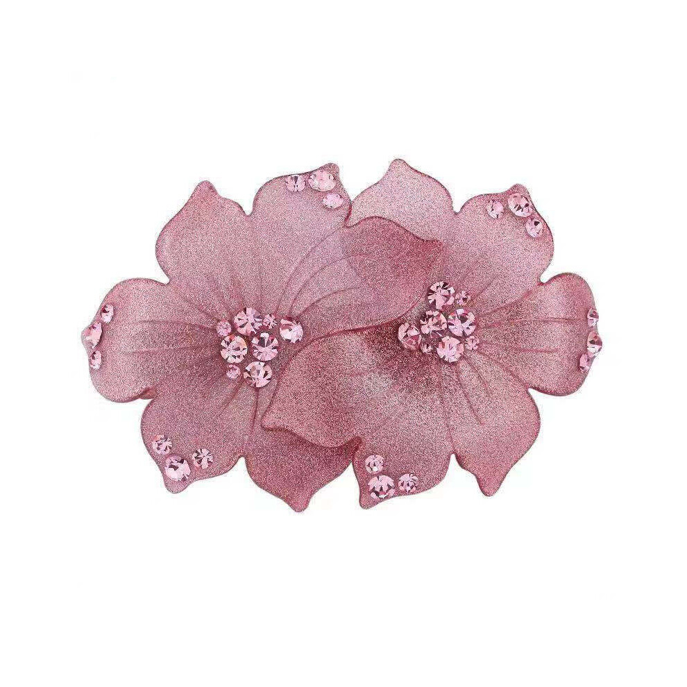 Creation-3C (Elegant Pink) Crystal Flower Hair Clip For Wedding & Party