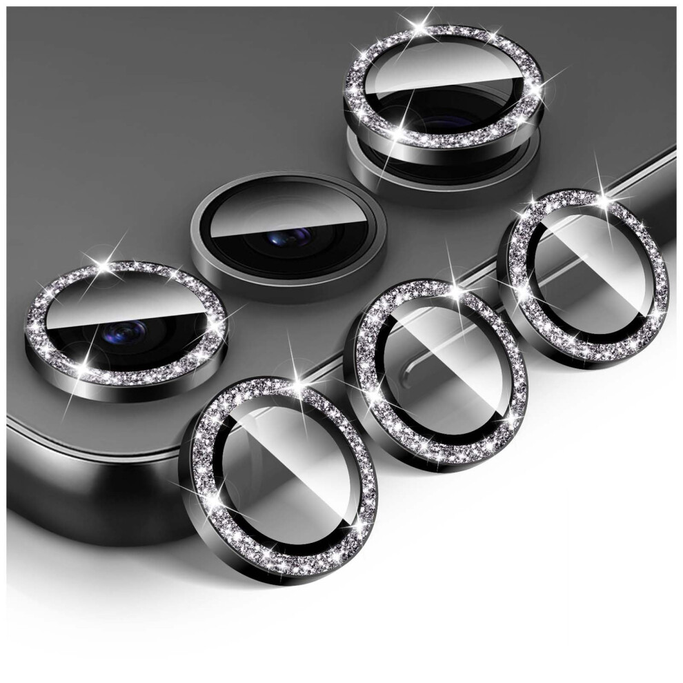 Glitter Camera Lens Protector For Samsung Galaxy S25 Plus, 9H Tempered Glass Cover With Metal Ring, ScratchâResistant Hd Clarity Black 9330225057222