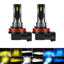 2 PièCes SéRies CSP LED Canbus Voiture Phare Antibrouillard 16000LM 6SMD Ampoules 3000K LumièRe Jaune Clignotants Automatiques