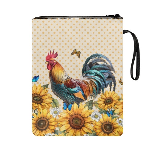 Copertina per libro con cerniera e disegno di gallo e girasole – 1