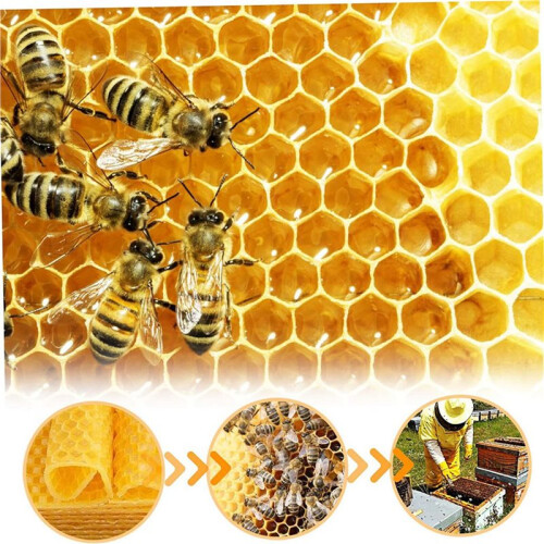 Beeswax Sheets 90Pcs Beeswax Foundation Sheets Wax Foundation for Bee Frames Natural Honeycomb Sheets Beeswax Sheets 2