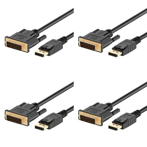 4X  (DP) A DVI Cable, Chapado en Oro, 6 Pies