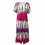 Γυναικείο φόρεμα παραλίας, μακρύ, boho, tie-dye, με κοντό μανίκι και V λαιμόκοψη, με 2