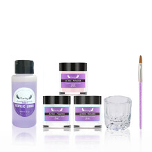 Acrylic Nail Kit with 3 Colors & Brush - Beginner DIY Nail Art Set