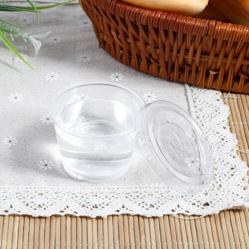 Disposable Plastic Sauce Cups with Lid 50 pcs 1