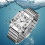 Classic Square Roman Numeral Analog Watch Silver Stainless 5