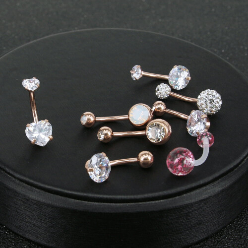 Belly Button Rings 14G Double Ball, Silver 1