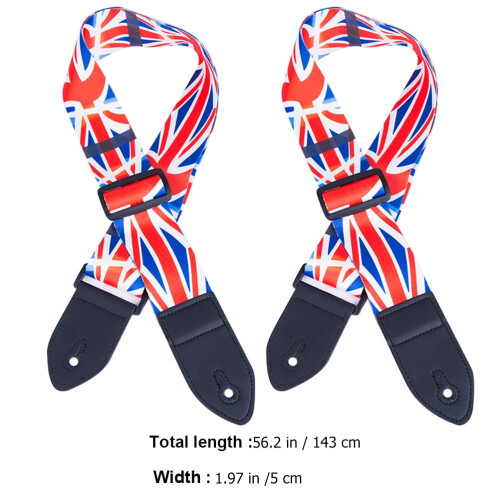Raindrops Practical Guitar Strap with UK Flag Design for Comfortable Performance Multi Color 2pcs Adjustable 1