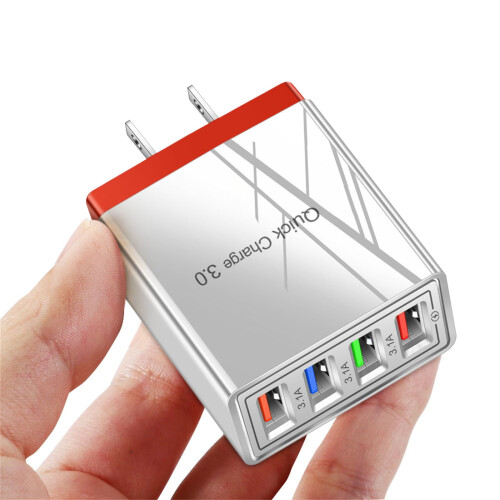 Φορτιστής τοίχου E4Port USB Hub με τεχνολογία γρήγορης φόρτισης Qc3.0, τροφοδοτικό 3.1A, 1