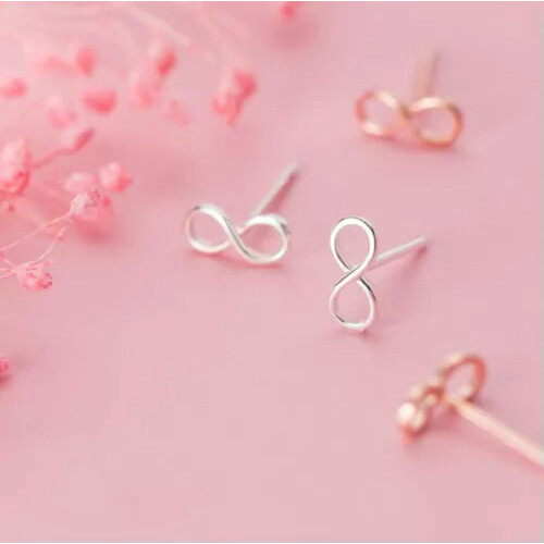 Sterling Silver Stud Earrings Rose Gold 1 Pair 1