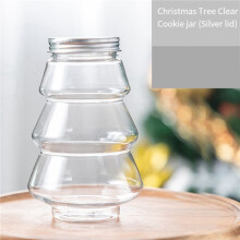 20X Christmas Tree Candy Jar Children'S Gift DIY Gift Candy Biscuit Snack New Year Decoration Box Silver Cover