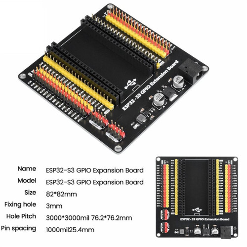 2X Compatible with Esp32-S3 or Development Board with the Same Pin ESP32-S3 GPIO IoT Expansion Board DC5x2.1 Interface 2