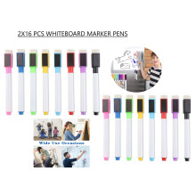 16PCS Magnetic Whiteboard Pens Set Dry Wipe Markers Fine Tip Erasable Colour Whiteboard Pens with Magnetic Eraser for Office School Home Use
