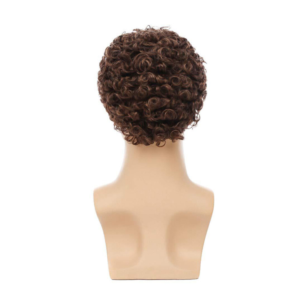 Dcph-Clothing Men\'S Brown Curly Afro Wig, Heat-Resistant