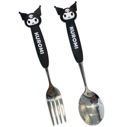 Kuromi Printed Bento Box with Spoon 4-Point Lock 2