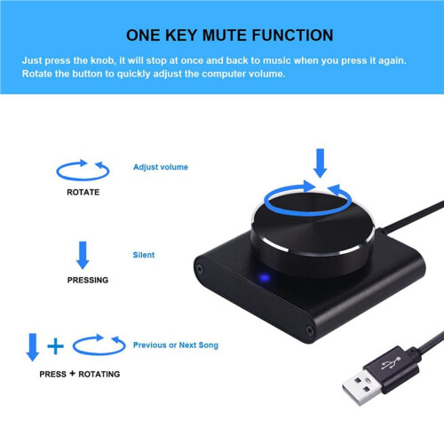 3X USB Volume Control Lossless PC Computer Speaker Volume Controller Knob Adjuster Digital Control with One Key Mute 2