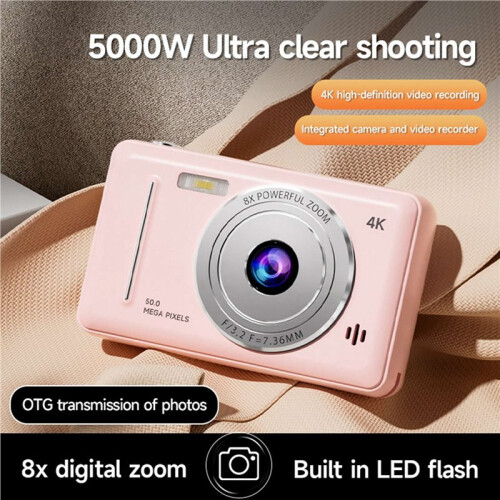 2X 4K Digital Camera Retro CCD Camera Entry-Level Camera Dual Camera Flash 50 Million Pixels Auto Focus Camera,A 2