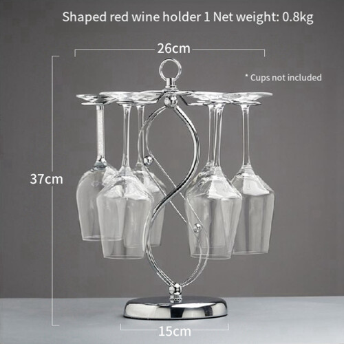 2X Iron Countertop Wine Glass Holder with Scrollwork Design, Freestanding Tabletop Stemware Storage Rack with 6 Hooks 2