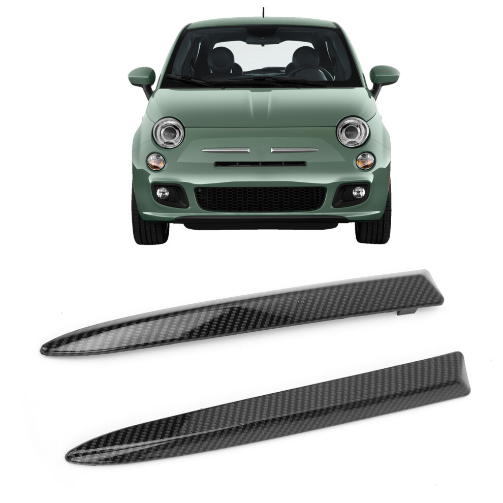 Pair Front Bumper Upper Trim In Carbon Fiber Style For Fiat 500 2007Â2015 9461390863018