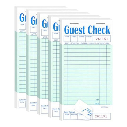 20 Pack Guest Check Books, Server Note Pads for Restaurant, Green Waiter Checkbook, Restaurant Order Pad 50 Sheets/Pack 1
