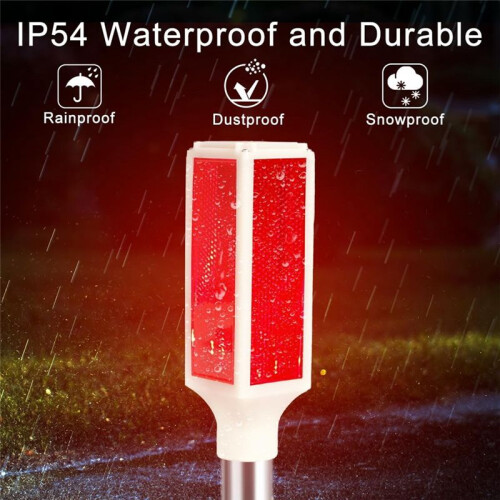 4pcs Solar Lights Outdoor, Waterproof Driveway Markers Reflective, Warning Flash Light with 2 Lighting Modes Red 2