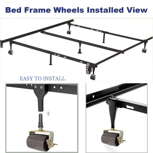 Bed Casters, Bed Frame Wheels Rollers for Bed Replacement Parts Heavy Capacity Bed Roller Wheels with Brakes 1