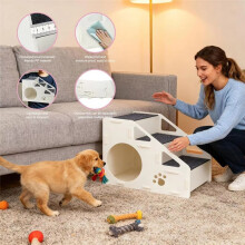 Escaleras Antideslizantes para Mascotas, Juguete de 3 Escalones para Cachorros, Ideal para Camas Altas, Sofás y Zonas de Juego para Gatos y Perros