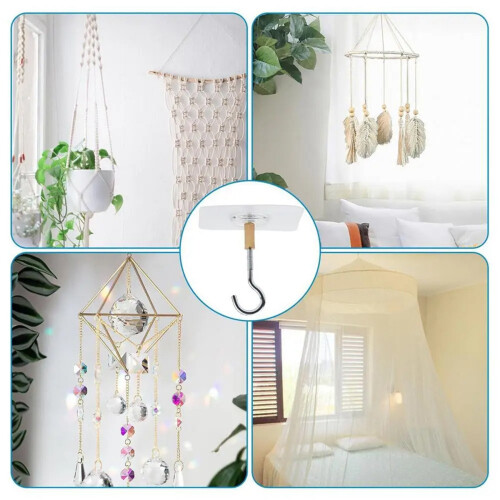 Adhesive Ceiling Hooks 16PCS Ceiling Hanger Hooks Eye Hooks for Suspending Small Plants Wind Chime Hanger for Kitchen 2