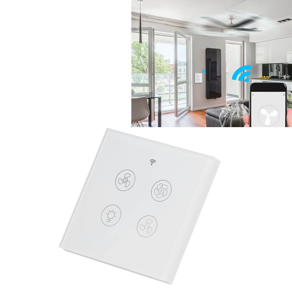 Intelligent Wifi Fan Light Switch 100-250V White Rf Remote Voice Control 8761390864383