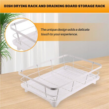 Adjustable Dish Drying Rack Drainboard Organizer for Kitchen Plates, over Sink Countertop Cutlery Storage with Drain Rac