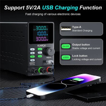 KUAIQU Fuente de Alimentación CC Programable, Fuente de Alimentación Regulada Ajustable de 30 V y 10 A, Conexión de Software RS232, Edición de PC