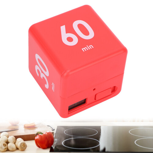 Plastik-Kubus-Timer mit Gravity-Sensor, 15-60 Minuten, Rot
