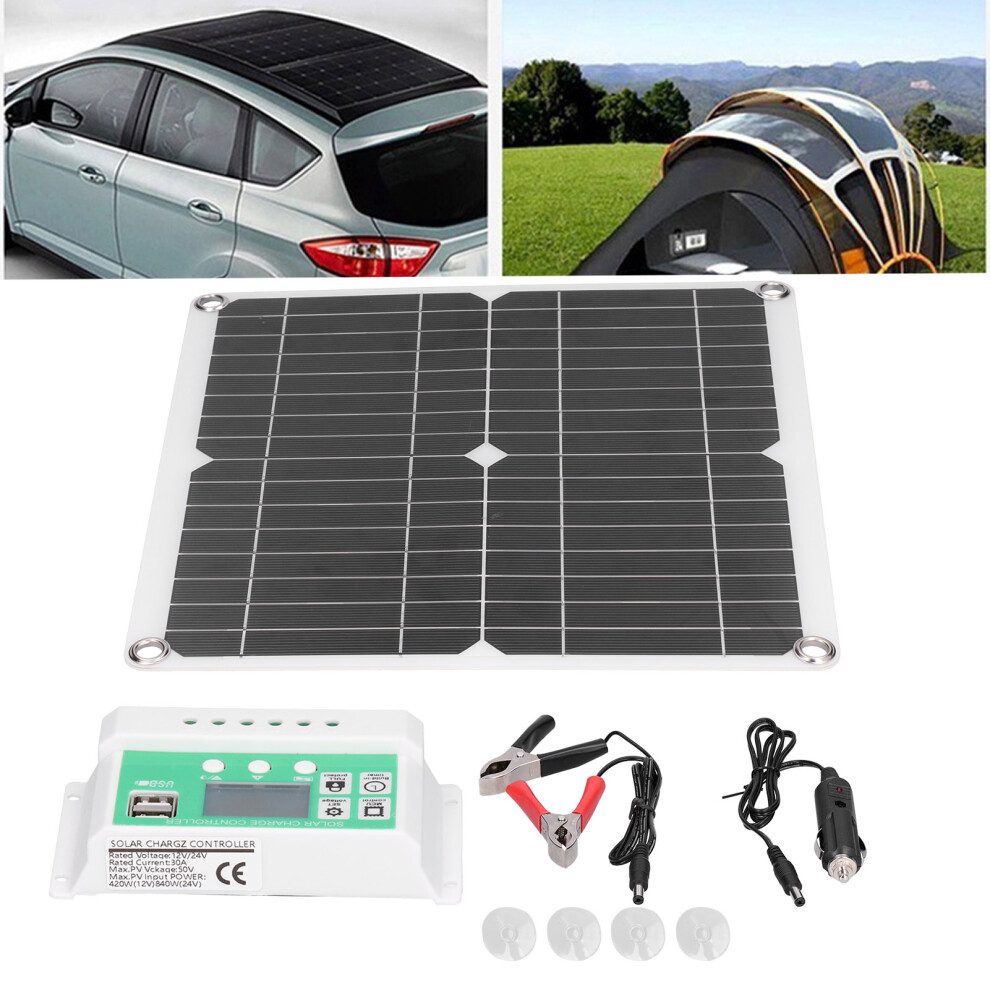 40W 18V Monocrystalline Flexible Solar Panel Kit With 30A Charge Controller 4071390865438