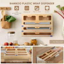 5 In1 Wrap Organizer with Cutter and Labels,Aluminum Foil Dispenser for Kitchen Storage Organization Holder