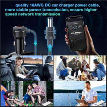 4X for Starlink Power Cable 12V-24V Cigarette Lighter Adapter to Power Cable with USB Type-C Port & Voltmeter 2m